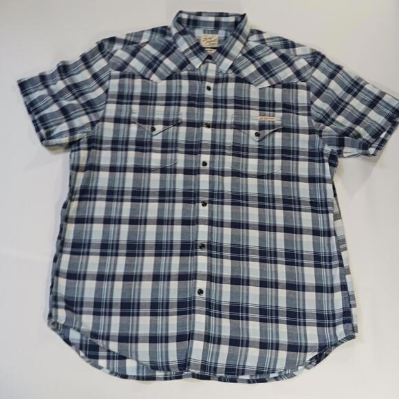 Lucky Brand Other - Lucky Brand Sportswear Men's Western Pearl Snap Button Up Blue Plaid Shirt Sz L